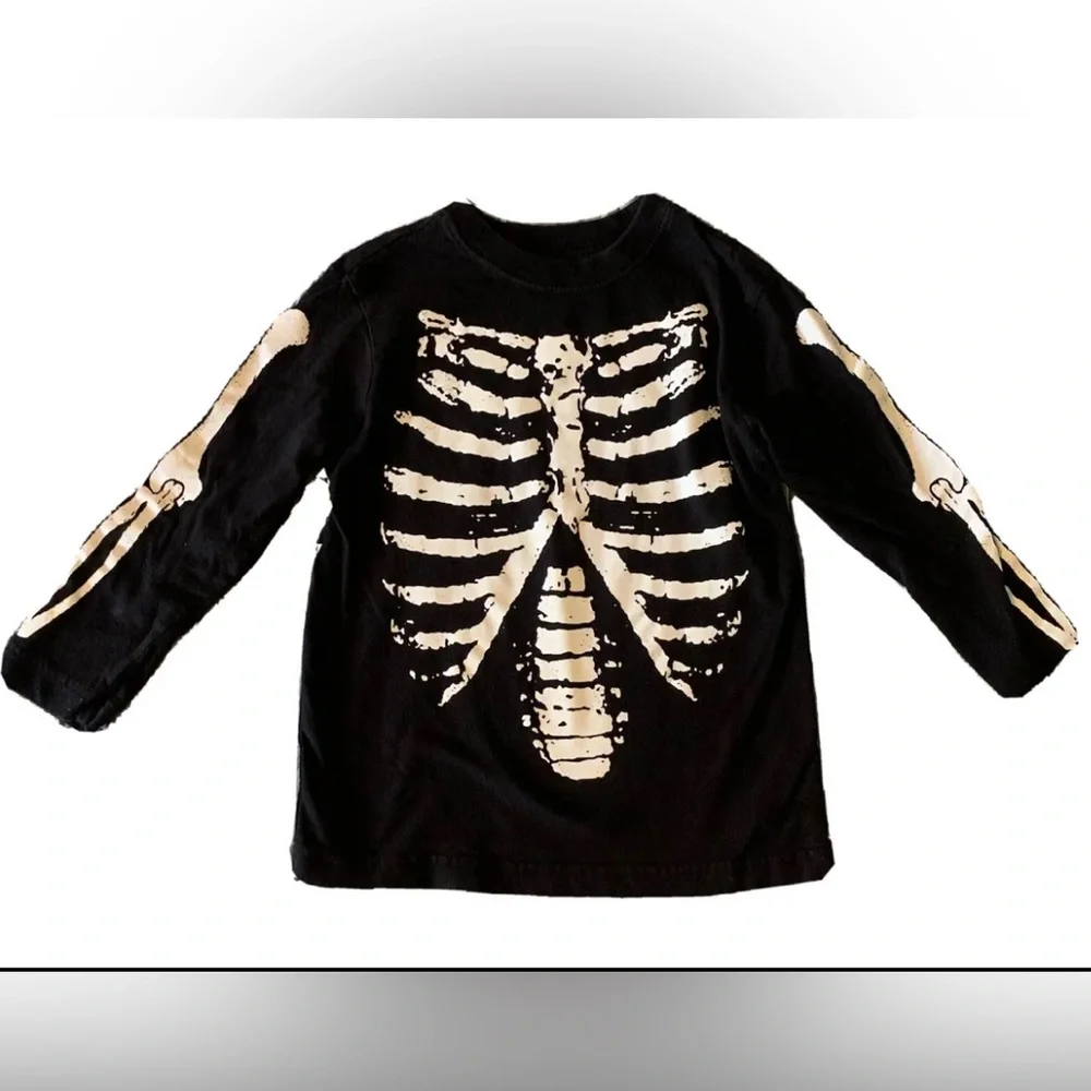 The Children’s Place Skeleton Long Sleeve Shirt Halloween Top Youth Size XS